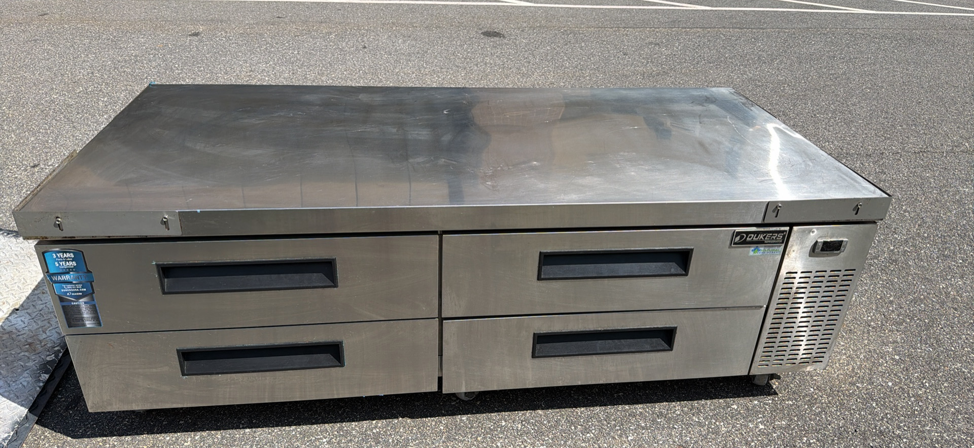 72-Inch 4-Drawer Refrigerated Chef Base Dukers used commercial restaurant equipment NYC